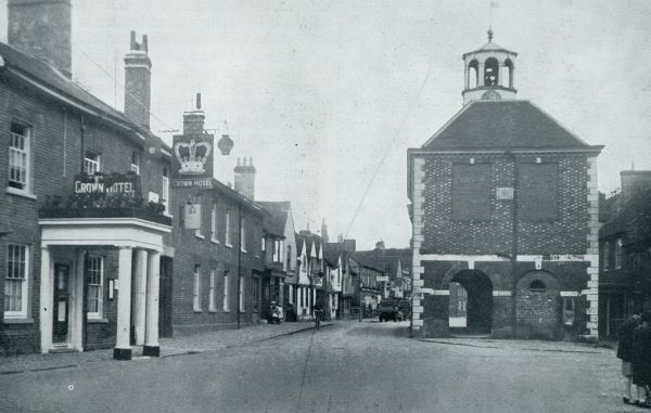 Engeland, 1932, Amersham, Door Buckinghamshire. Buckinghamshire. Markt met Stadhuis te Amersham