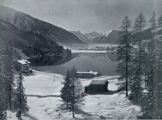 Zwitserland, 1932, Davos, In Davos. Het Meer van Davos in de winter