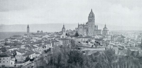 De Kastiliaansche Hoogvlakte. Panorama van Segovia