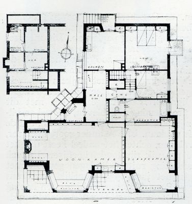 Overijssel, 1932, Ommen, Begane grond van het landhuis te Ommen.Schaal 1 : 300