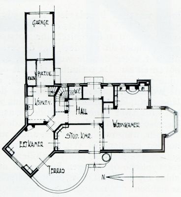 Zuid-Holland, 1932, Woubrugge, Begane grond van het landhuis te Woubrugge. Schaal 1 : 300