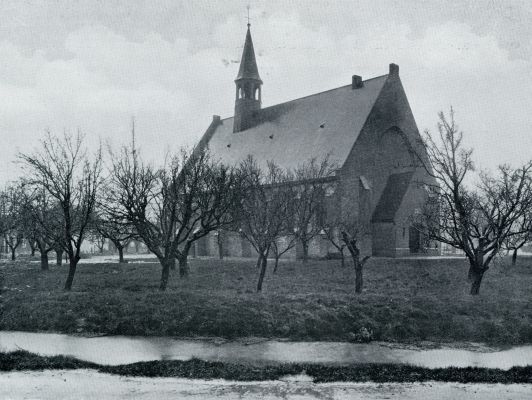 Zuid-Holland, 1932, Abbenbroek, LANGS EENZAME WEGEN. NED. HERV. KERK TE ABBENBROEK (14de-15de EEUW)