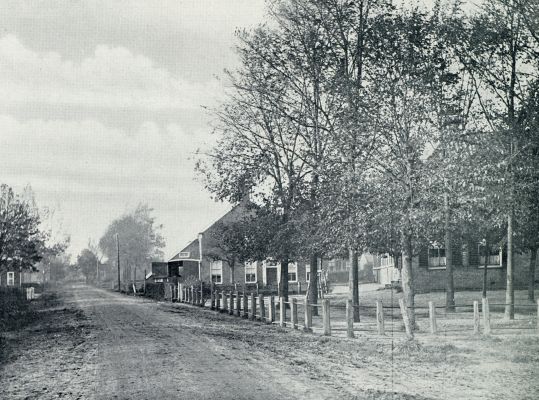 Groningen, 1933, Vlagtwedde, EEN STUKJE OUD WESTERWOLDE. LANDWEG MET BOERENHOEVEN TE VLACHTWEDDE