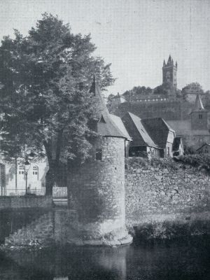 Duitsland, 1933, Dillenburg, DILLTOREN EN STADSMUUR, KERK EN WILHELMSTOREN