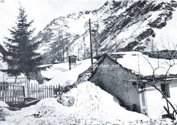 Zwitserland, 1934, Bosco Gurin, Bosco, een Duitsch-Zwitsersche nederzetting in Tessino. Bosco in de sneeuw