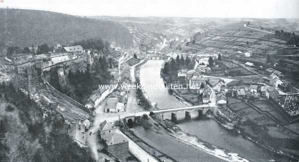 Belgi, 1934, Bouillon, Oude, merkwaardige plekjes in Waalsch Belgi. Bouillon aan de Semois, links het kasteel