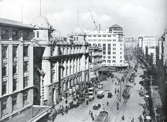 Nieuw-Zeeland, 1934, Auckland, De Queen's Street te Auckland op Nieuw Zeeland
