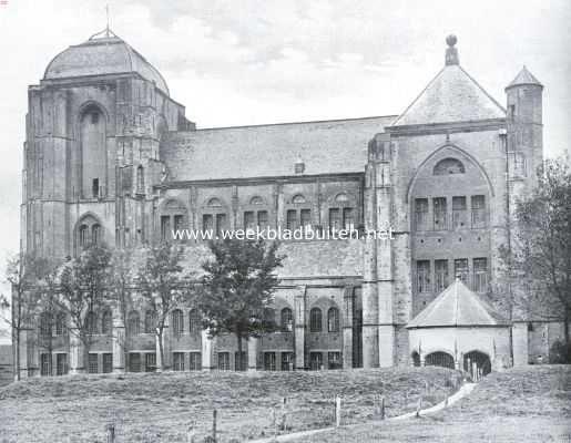 Walcheren, de tuin van Zeeland. De Groote- of Onze Lieve Vrouwekerk te Veere met rechts de oude stadsfontein of 