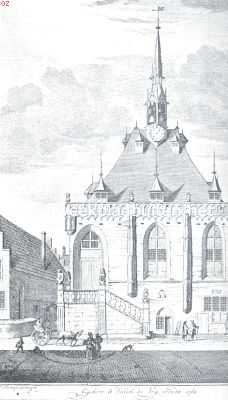 Zuid-Holland, 1934, Schoonhoven, Tusschen Haastrecht en Schoonhoven. - De Vlist. Het Stadhuis te Schoonhoven in de 18e eeuw