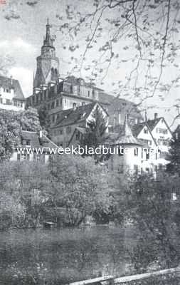 Duitsland, 1935, Tbingen, Aan de Neckar te Tbingen, op den achtergrond de Stiftskirche