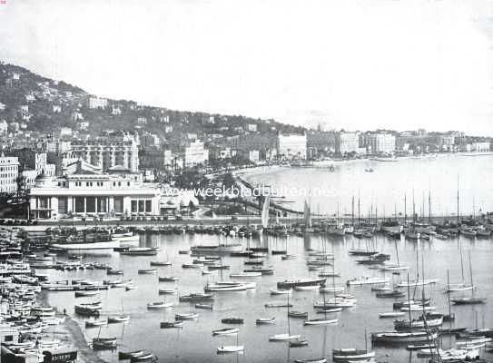 Frankrijk, 1935, Cannes, Hoe Cannes een luxe-stad werd. Cannes met op den voorgrond de jachthaven