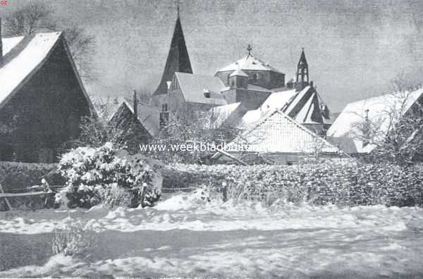 Overijssel, 1935, Denekamp, Door het land van de Dinkel. De St. Nicolaaskerk te Denekamp op een winterdag