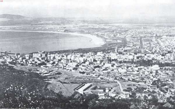 Zuid-Afrika, 1935, Kaapstad, Het stadsleven in Zuid-Afrika. Kaapstad gezien van Signal Hill