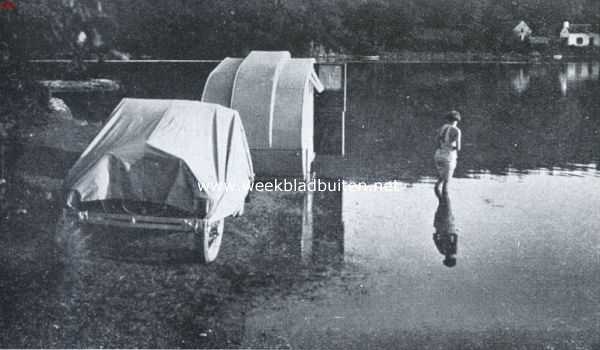 Frankrijk, 1935, St. Maurice, Met den woonwagen naar Bretagne. Bij St. Maurice. Even voor de vloed in de Lata zijn hoogsten stand bereikte