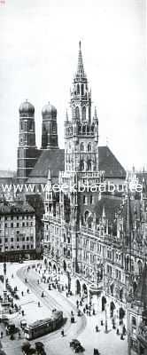 Duitsland, 1935, Mnchen, Het Raadhuis te Mnchen, op den achtergrond de Frauenkirche