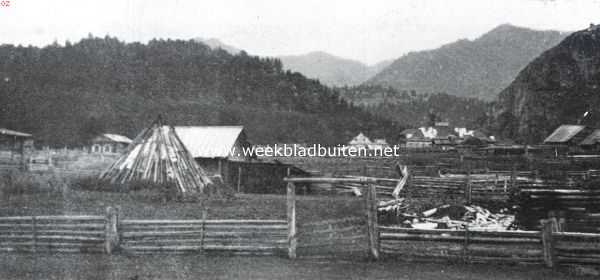 Bij de primitieve volkeren van Russisch-Azi. Schemall, een luchtkuurplaats in het Altai-gebergte