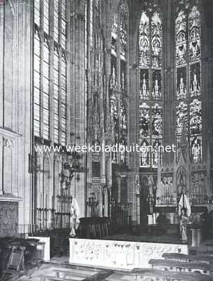 Limburg, 1935, Meerssen, Een plaats van historische beteekenis: Meerssen. Koor der St. Bartholomeskerk met (ongeveer in 't midden) sacramentshuisje (ongeveer 1520)