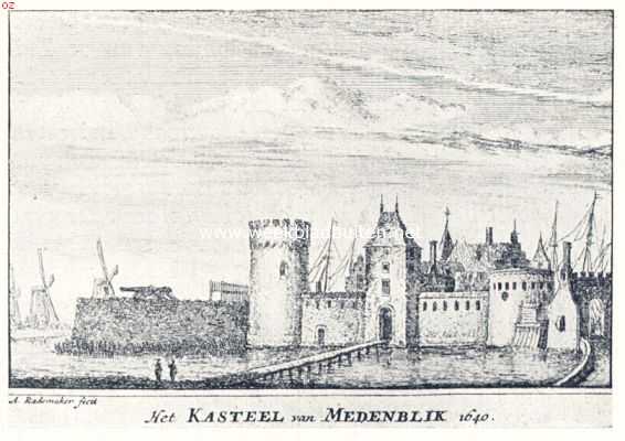 Noord-Holland, 1936, Medemblik, Het kasteel van Medemblik in 1640. Naar een gravure van A. Rademaker