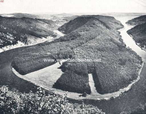 Duitsland, 1936, Mettlach, Een merkwaardige overeenkomst in de loop van twee rivieren. De groote Saarbocht bij Mettlach