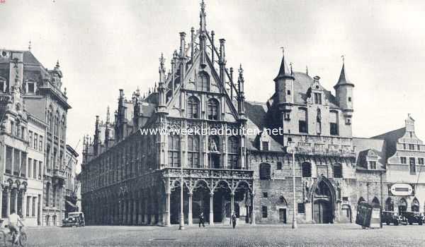 Belgi, 1936, Mechelen, Het stadhuis en de hallen te Mechelen
